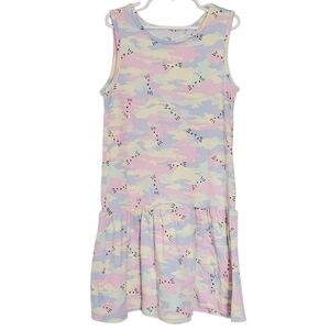K1022 * Hello Kitty Girls Pastel Camo Tank Dress Pink Blue Size M (7/8)